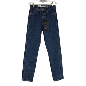LEVI'S- WOMEN'S 24 - BLUE DENIM WEDGIE HIGH RISE TAPERED LEG JEANS